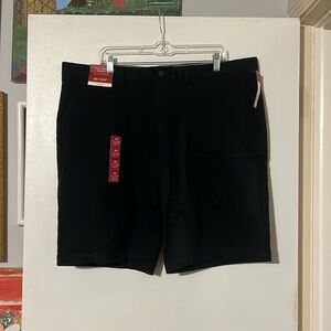 Merona mens flat front stretch black shorts NWT